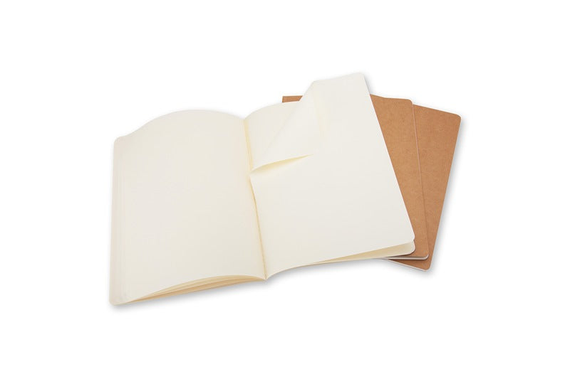 Moleskine Notizheft – 190 × 250 mm – 70 g/m² – Fadenheftung, perforiert, Innentasche – beige – 3 Stück