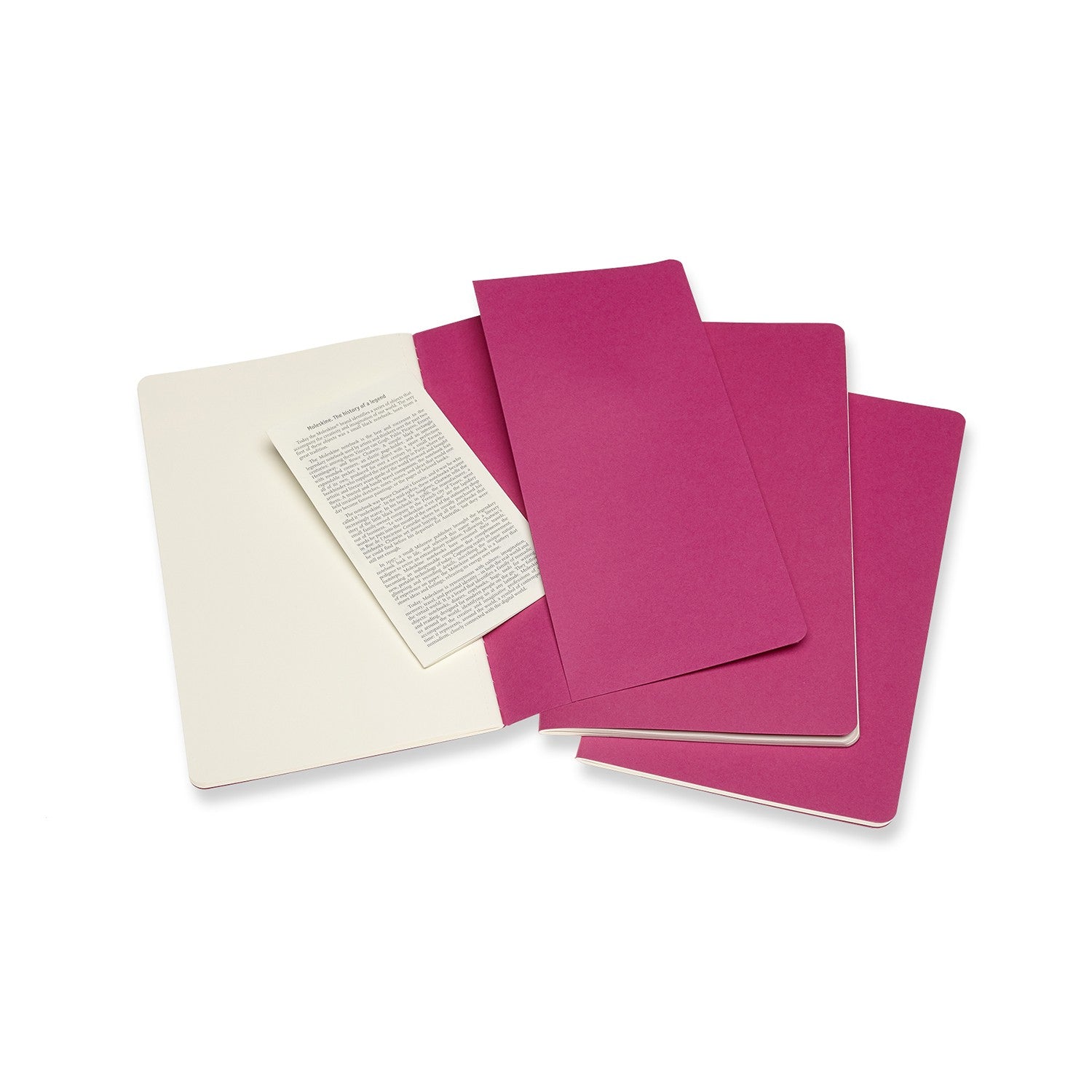 Moleskine Notizheft – 130 × 210 mm – letzte 16 Seiten heraustrennbar, abgerundete Ecken, pink, FSC, 3 Stück