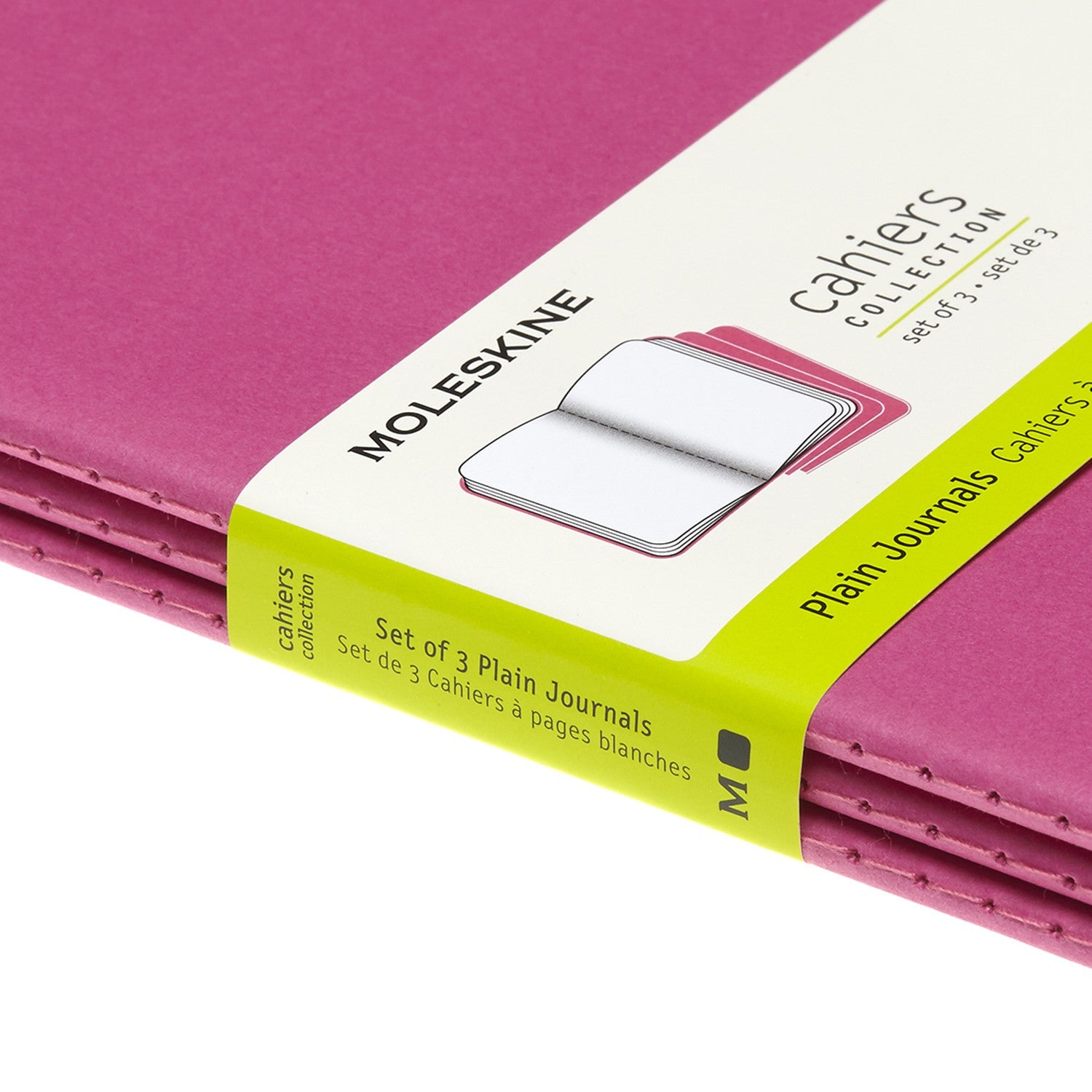 Moleskine Notizheft – 130 × 210 mm – letzte 16 Seiten heraustrennbar, abgerundete Ecken, pink, FSC, 3 Stück