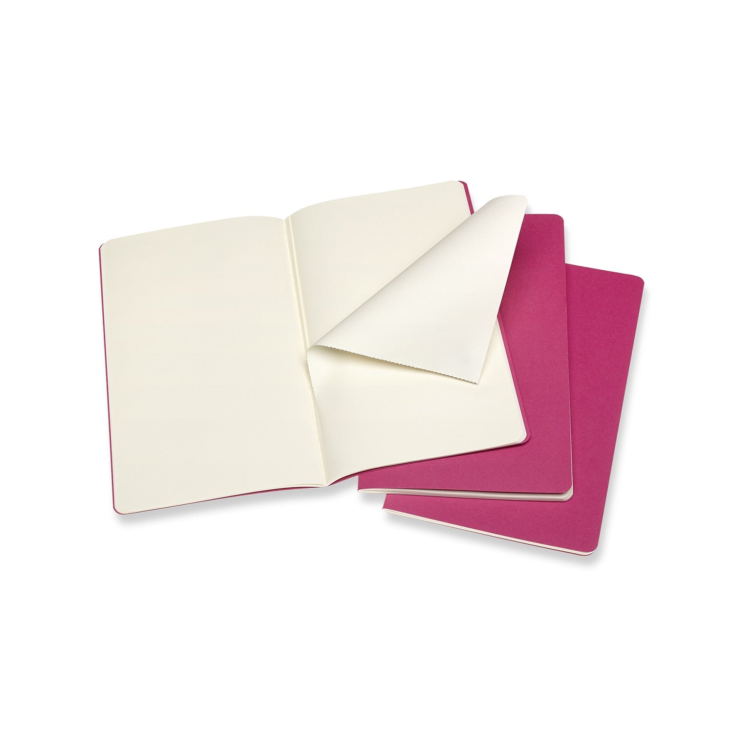 Moleskine Notizheft – 130 × 210 mm – letzte 16 Seiten heraustrennbar, abgerundete Ecken, pink, FSC, 3 Stück