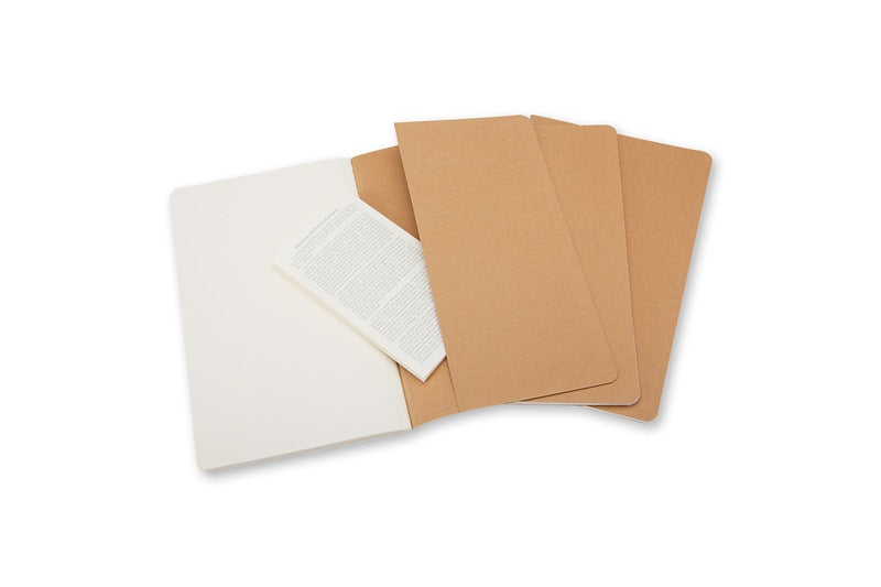 Moleskine Notizheft – 90 × 140 mm – 70 g/m² – Hardcover, perforiert, Einstecktasche – beige, 3 Stück
