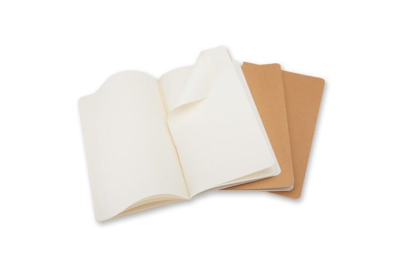 Moleskine Notizheft – 90 × 140 mm – 70 g/m² – Hardcover, perforiert, Einstecktasche – beige, 3 Stück