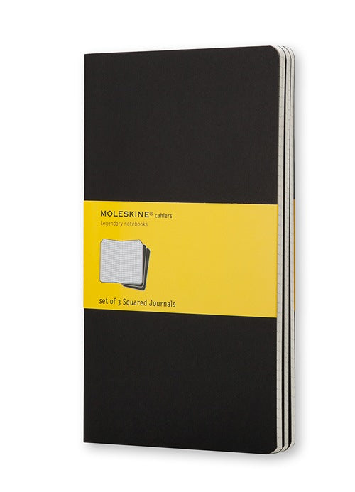 Moleskine Notizheft, 90 × 140 mm, kariert, Fadenheftung, Karton, 64 Seiten, 70 g/m² – schwarz, 3er-Pack