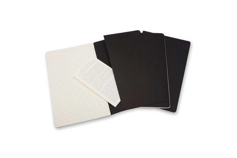 Moleskine Notizheft – 90 × 140 mm – 70 g/m² – Fadenheftung, heraustrennbar, Innentasche, schwarz, 3 Stück