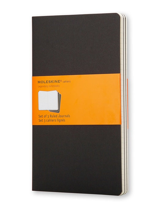 Moleskine Notizheft, 130 × 210 mm, liniert, Fadenheftung, Karton, 80 Seiten, 70 g/m² – schwarz, 3er-Pack