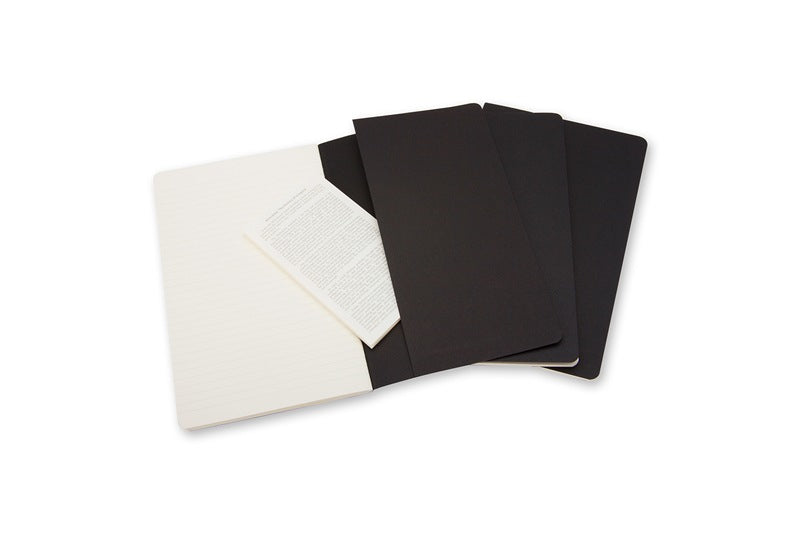 Moleskine Notizheft, 90 × 140 mm, liniert, Fadenheftung, Karton, 64 Seiten, 70 g/m² – schwarz, 3er-Pack