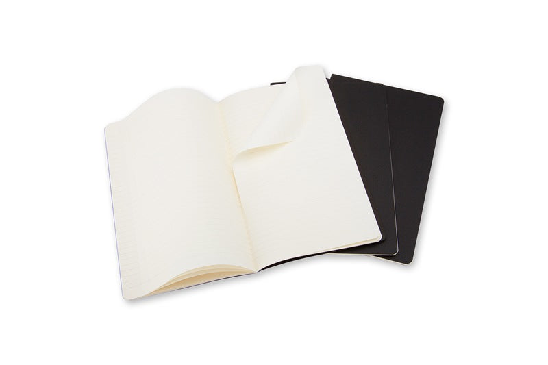 Moleskine Notizheft, 130 × 210 mm, liniert, Fadenheftung, Karton, 80 Seiten, 70 g/m² – schwarz, 3er-Pack