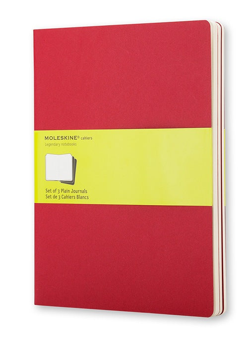 Moleskine Notizheft Cahiers Collection, Kartoneinband, 120 Seiten, 70 g/m² – Preiselbeerrot, 3er-Pack