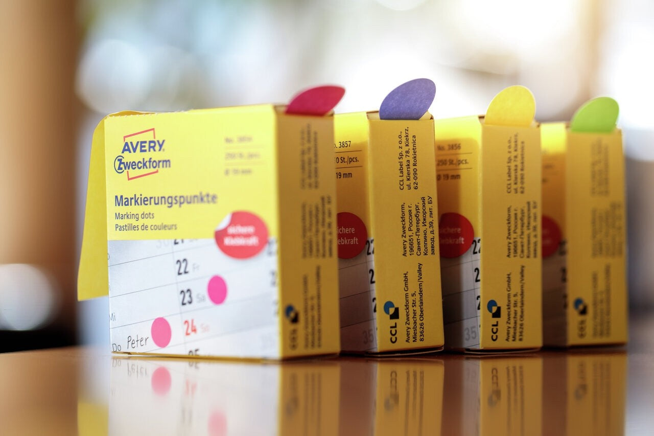AVERY Zweckform Markierungspunkte – Ø 19 mm, permanent, magenta, 1 Rolle (250 Stk.)
