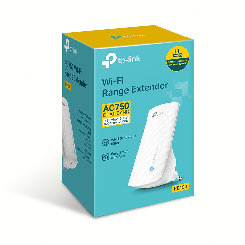 TP-Link RE190 – Netzwerk-Repeater – Wi-Fi 5 (802.11ac), Dual-Band (2,4/5 GHz), 433 Mbit/s, 3× Interne Antennen