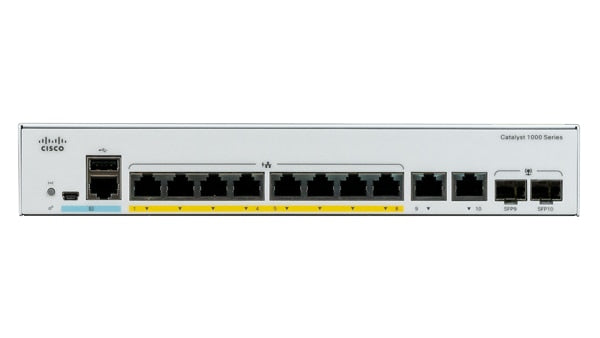 Cisco C1000-8P-2G-L – Managed Switch – 8×GbE, 2×SFP, L2, PoE+ 67 W