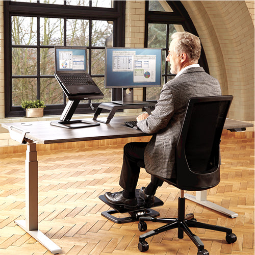 Fellowes Fussstütze Hana – 45 × 21,8 × 17,5 cm, Aluminium/Esche, schwarz