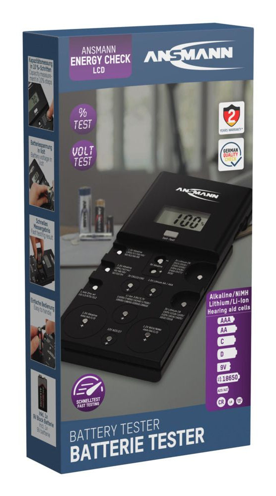 Ansmann Energy Check LCD – Batterietester – LCD, für AA/AAA/C/D/9 V/Knopfzellen