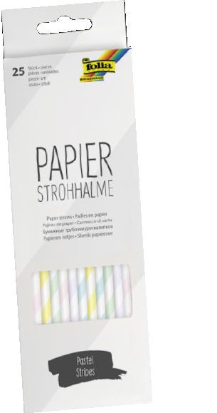Folia Papierstrohhalme – L 20 cm, Ø 6 mm, mehrfarbig, 25 Stück
