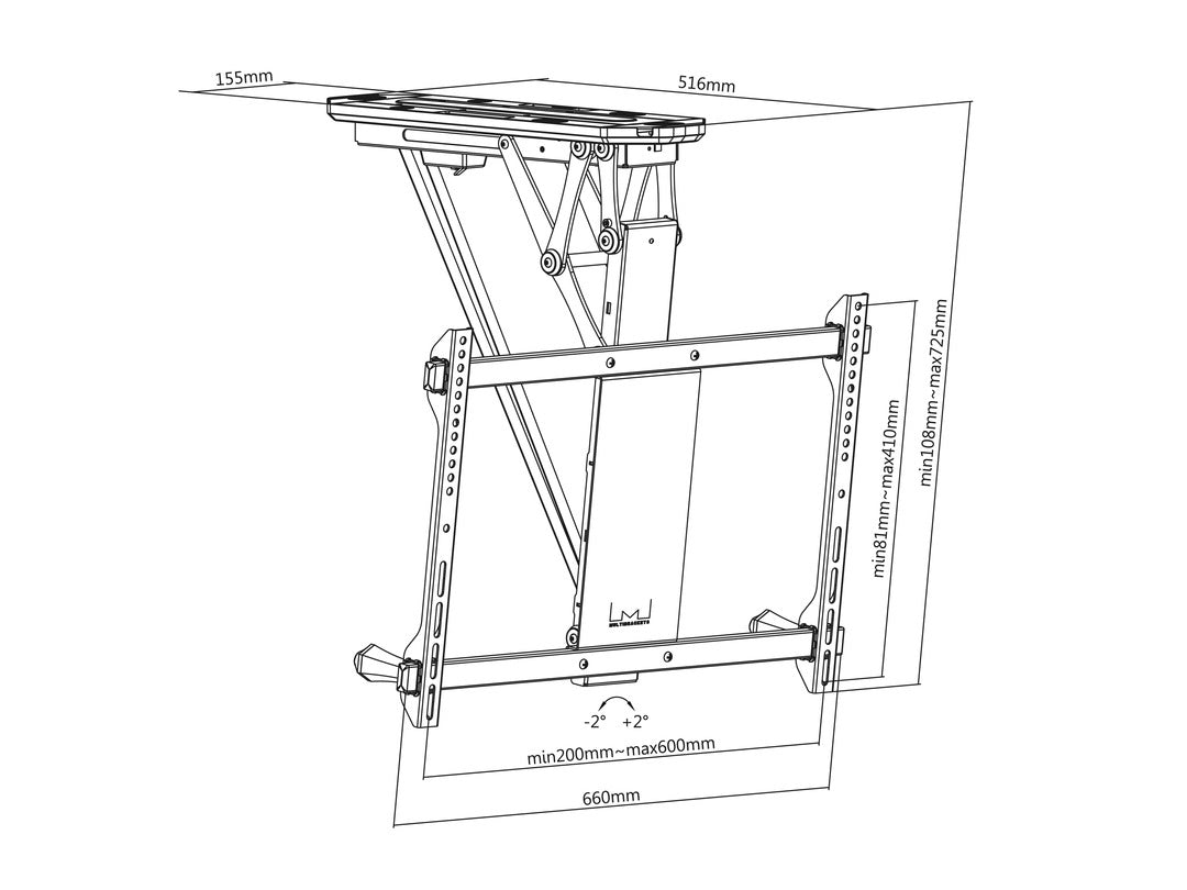 Multibrackets 7888 – Deckenhalterung, neigbar, für 32–70", VESA 200×100–600×400, bis 35 kg, motorisiert