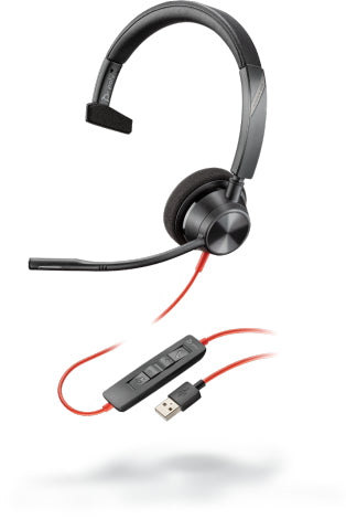 Poly Blackwire 3310 BW3310-M Office-Headset – On-Ear, Mono, Kabel (USB-C), Schwarz