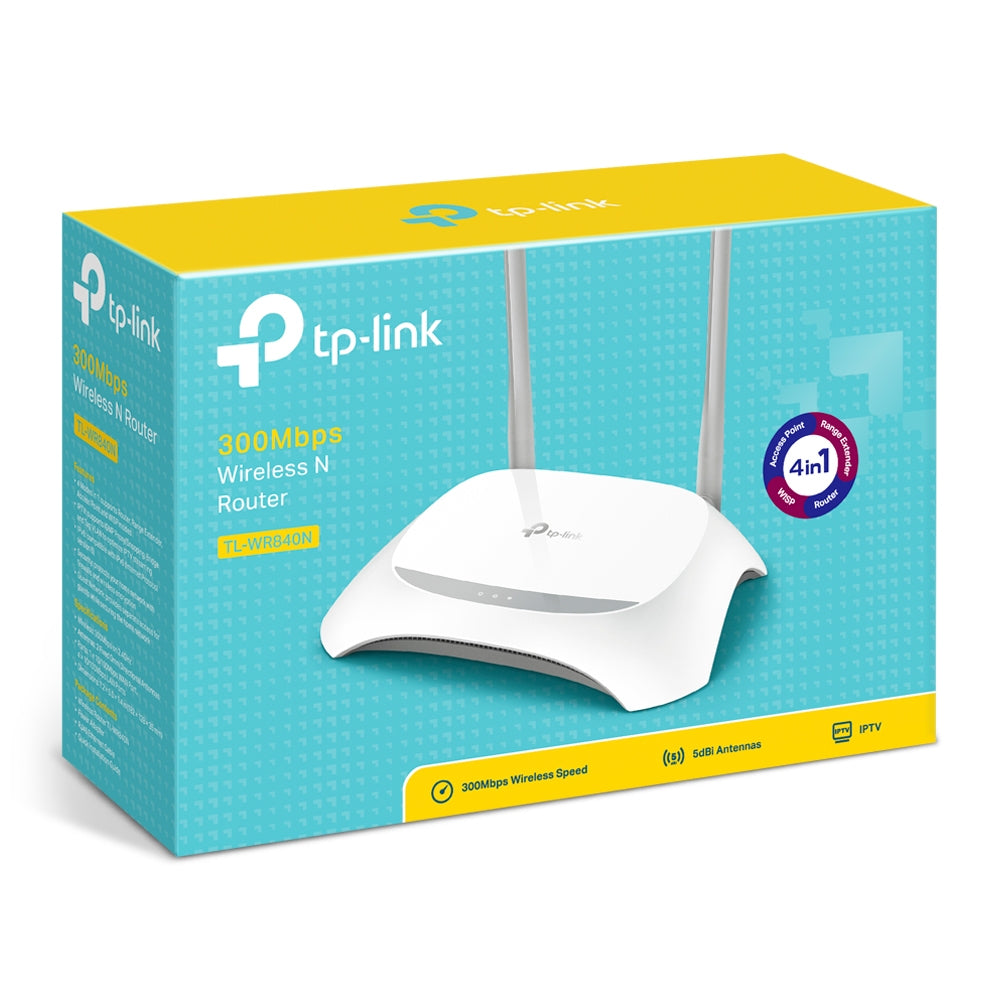 TP-Link TL-WR840N WLAN-Router – Wi-Fi 4 (802.11n), Einzelband (2,4 GHz), 300 Mbit/s, 4× LAN