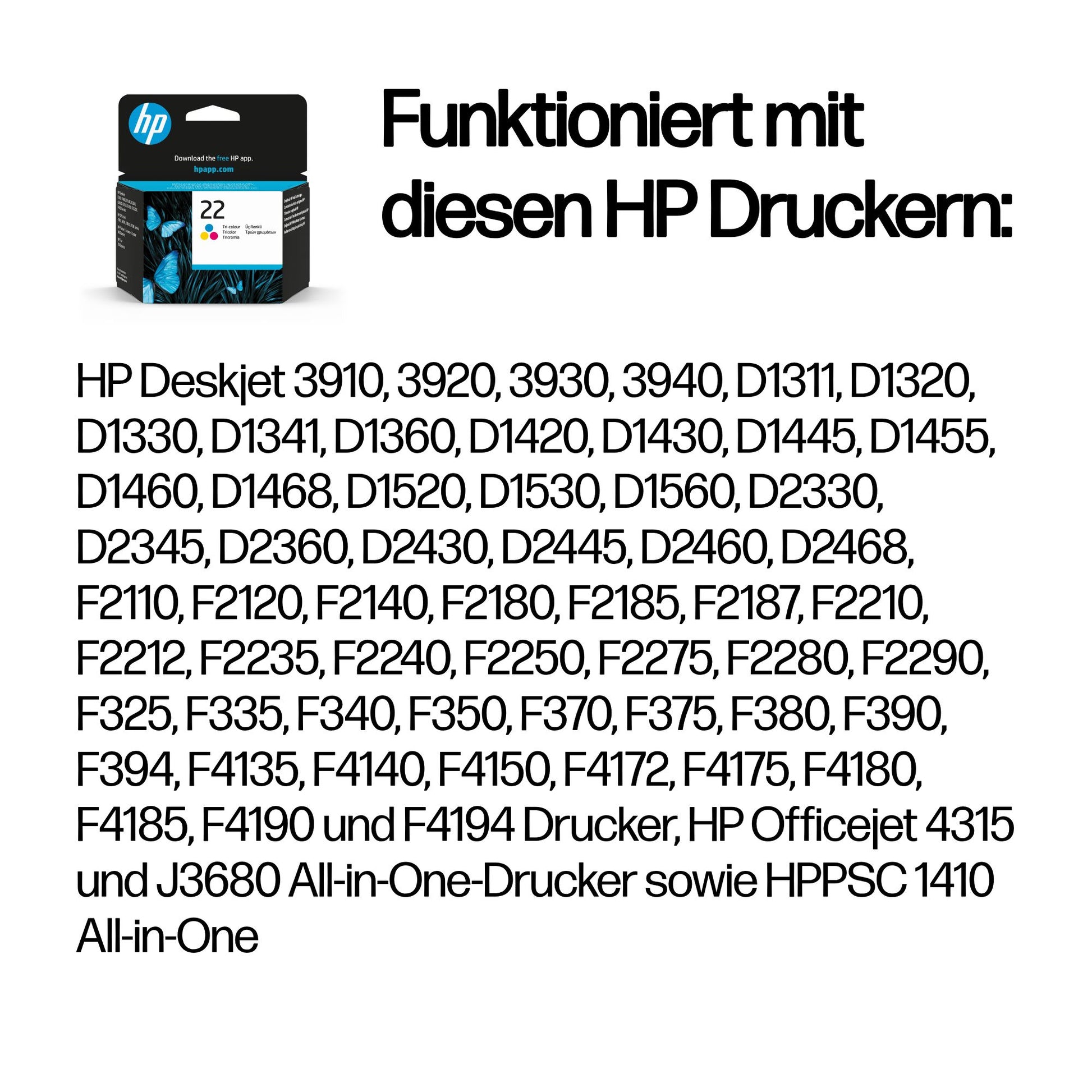 HP 22 Dreifarbig Tintenpatrone (Original) – 165 Seiten – für 22 – C9352AE