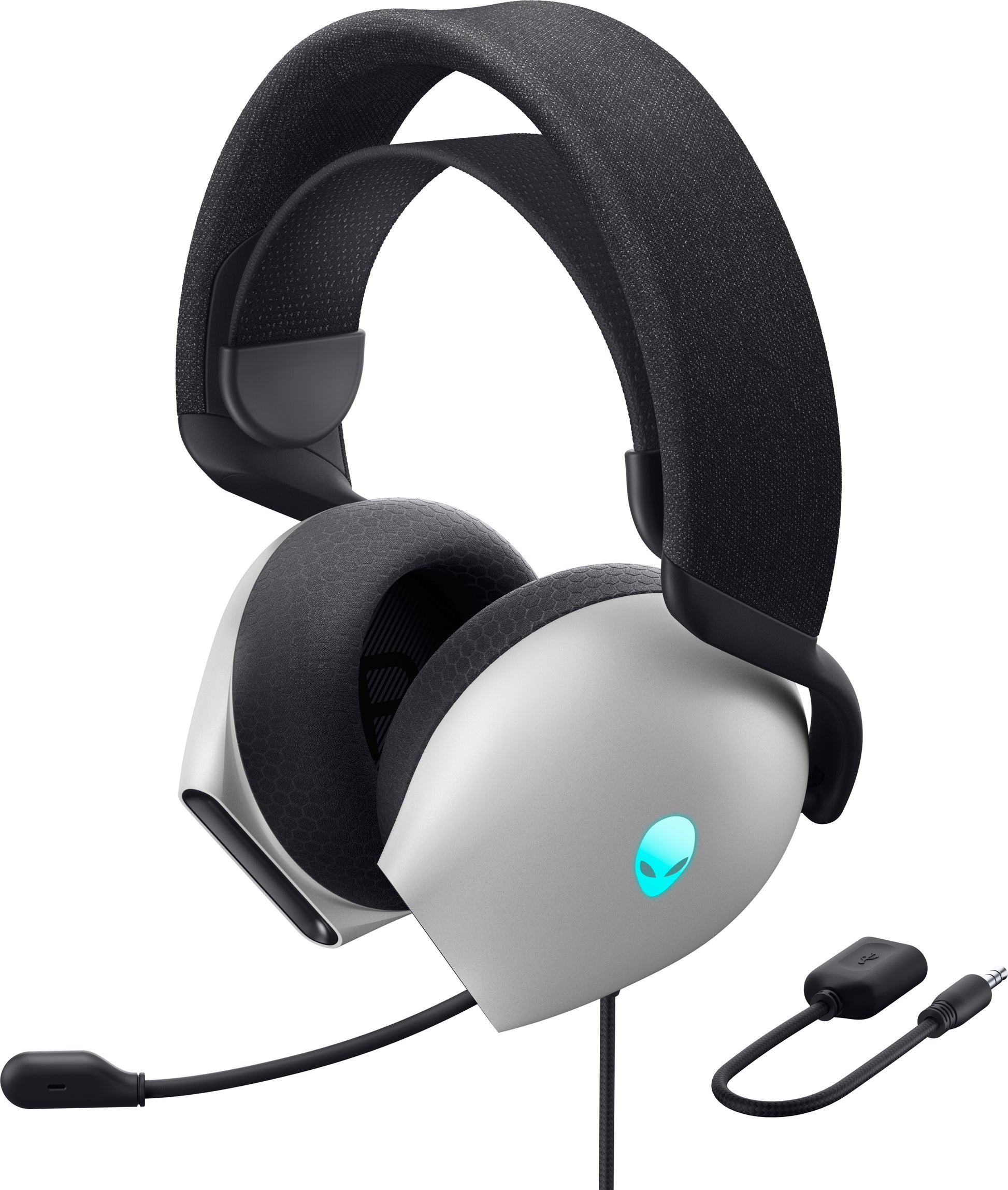 Alienware AW520H Gaming-Headset – Over-Ear, Stereo, Kabelgebunden, 3,5 mm Klinke + USB, Weiss