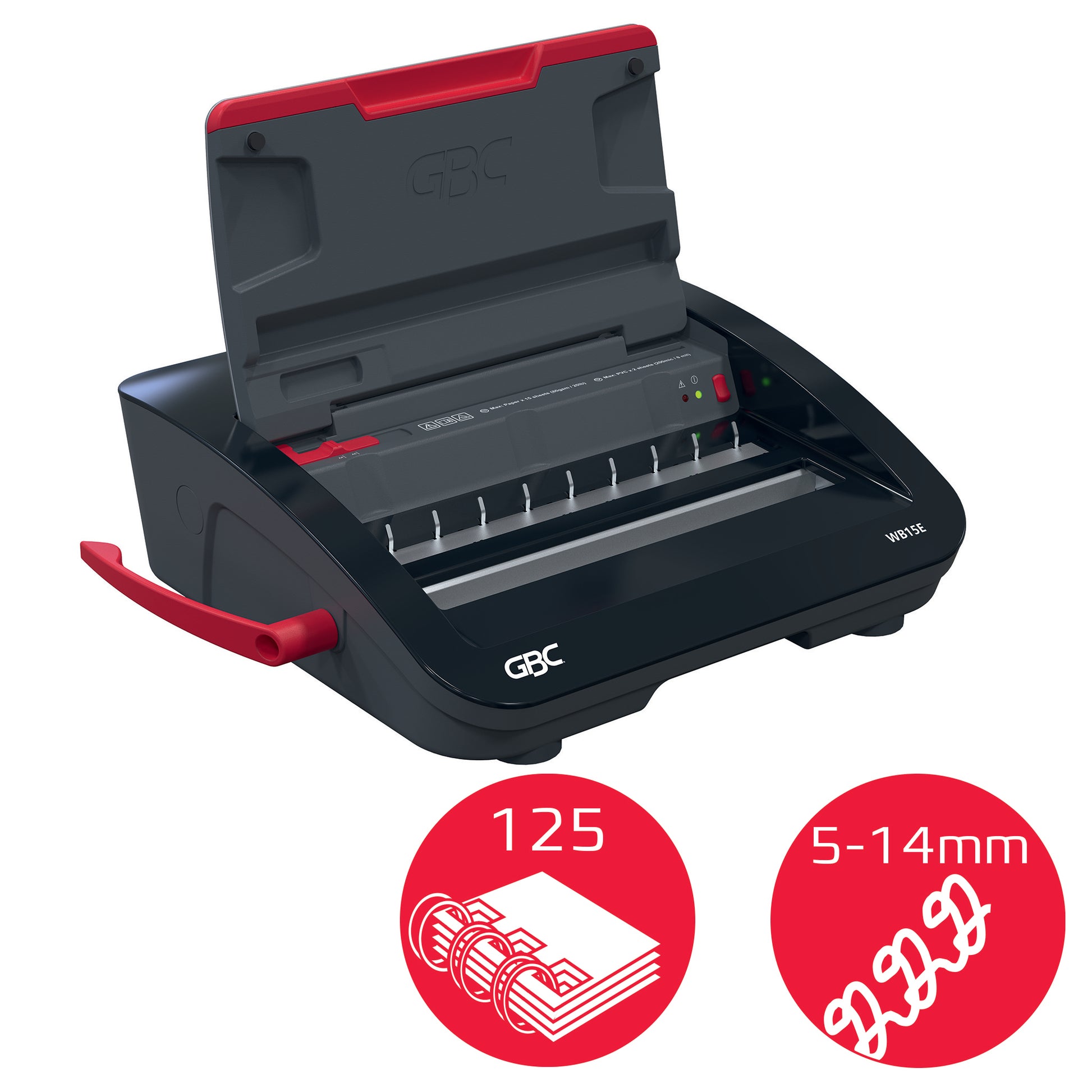 GBC WB15E Bindegerät – Drahtbindung, für 34 Löcher, A4, 15 Blatt