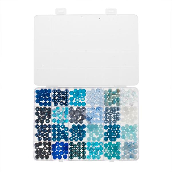 GLOREX Perlenset Glasperlen – Blau – Ø 5 mm – 360 Stk.