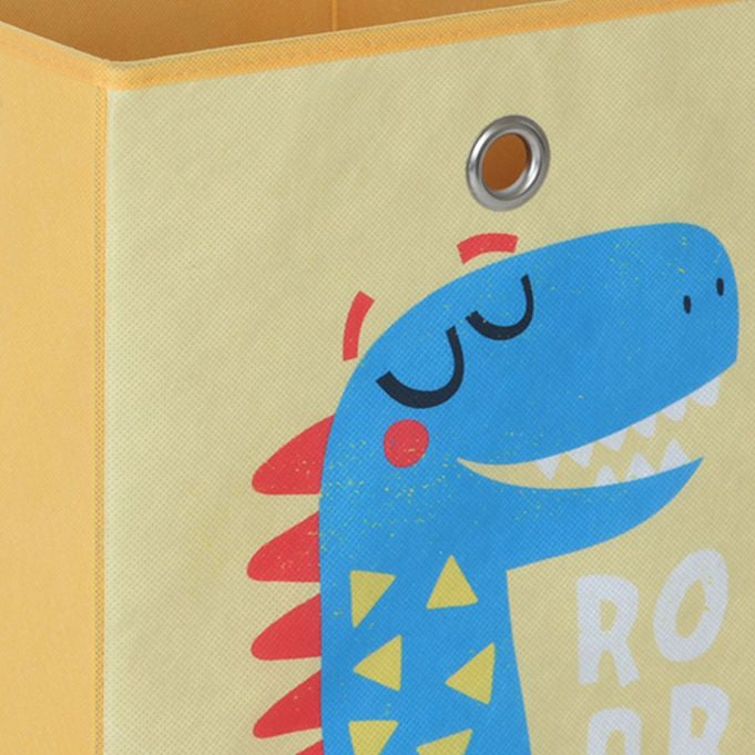 Relaxdays Aufbewahrungsbox Dinosaurier – ohne Deckel – mehrfarbig (blau, grün, gelb, orange) – Set 4-teilig –