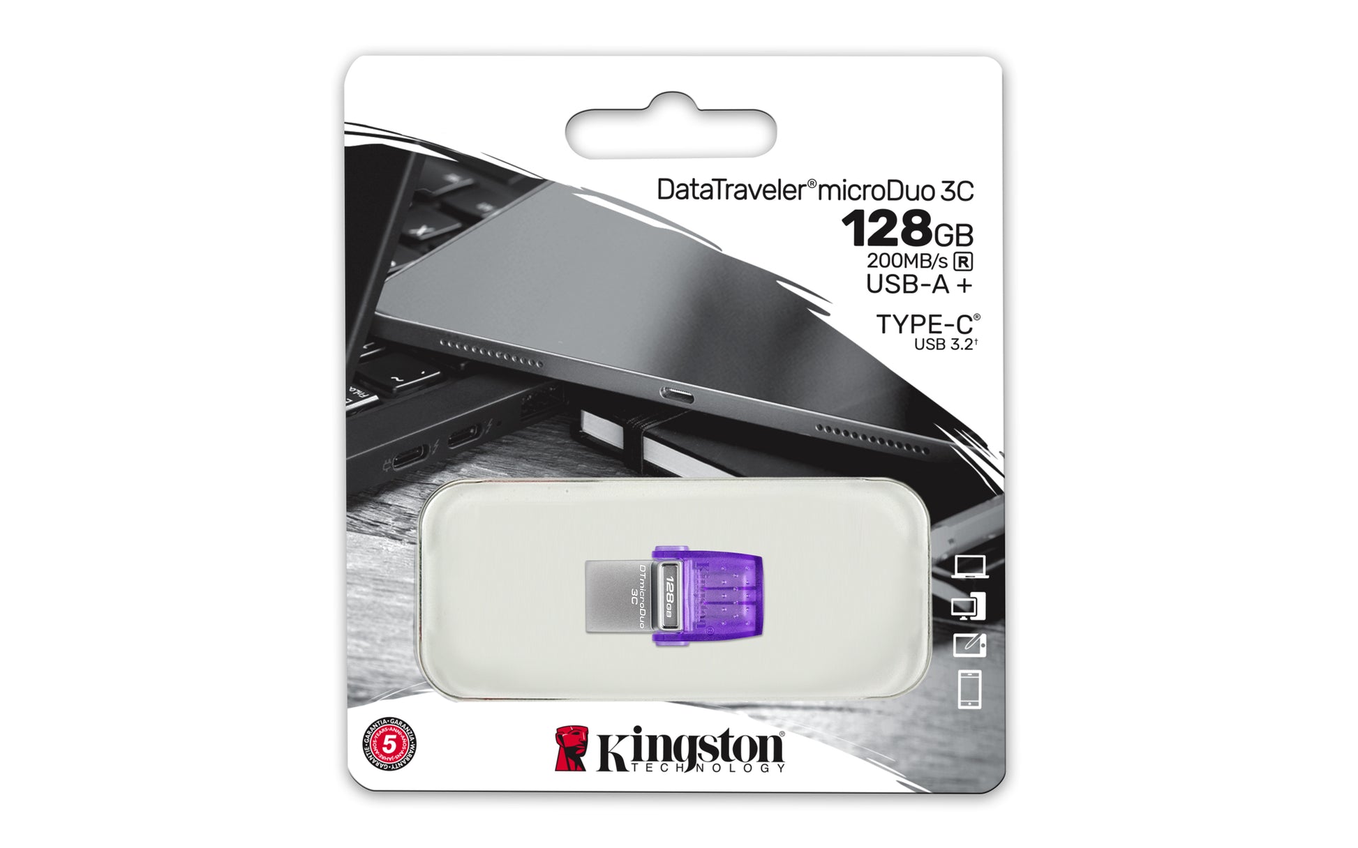 Kingston Technology Kingston DT MICRODUO 3C USB-Stick – 128 GB, USB-A + USB-C, Dual-Stecker, bis 200 MB/s