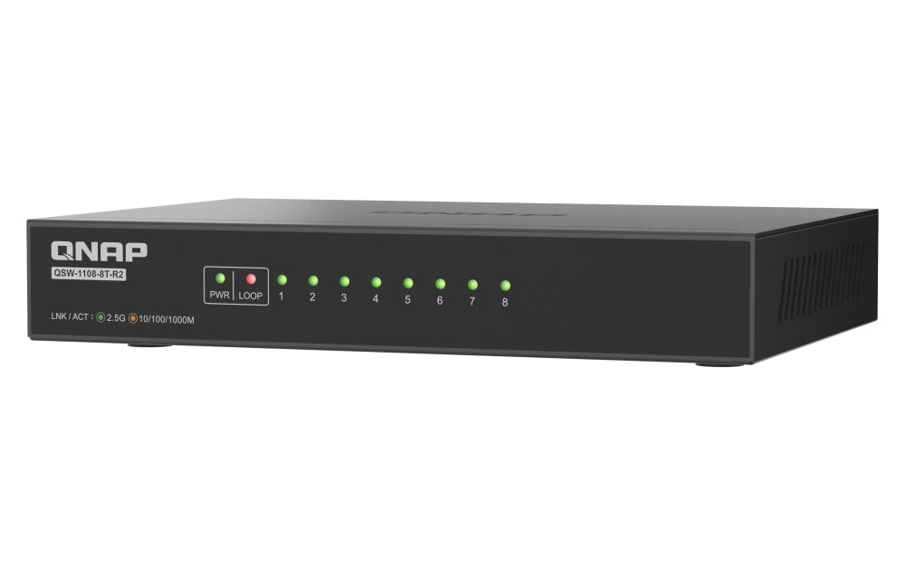 QNAP QSW-1108-8T-R2 – Unmanaged Switch – 8× 2,5G, Desktop