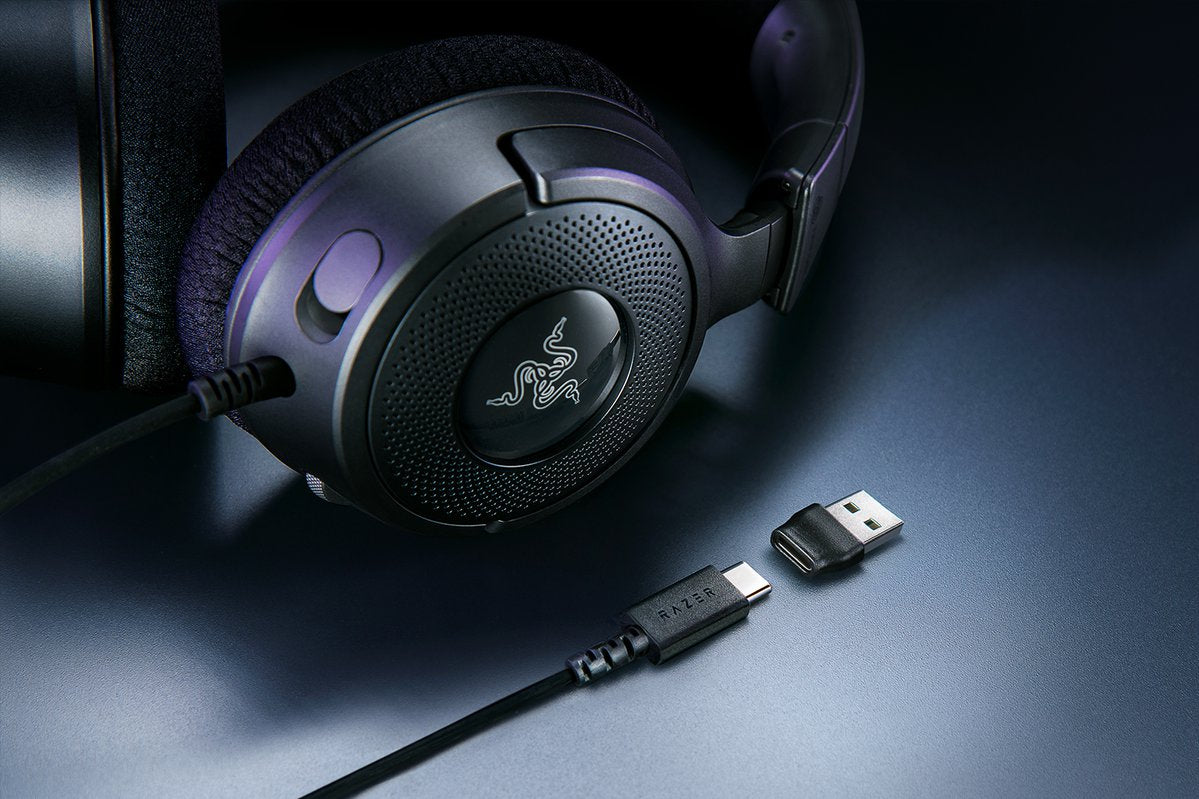 Razer Kraken V4 X Gaming-Headset – On-Ear, Stereo, Kabelgebunden, USB-C/USB-A, für PC, PS4, Schwarz