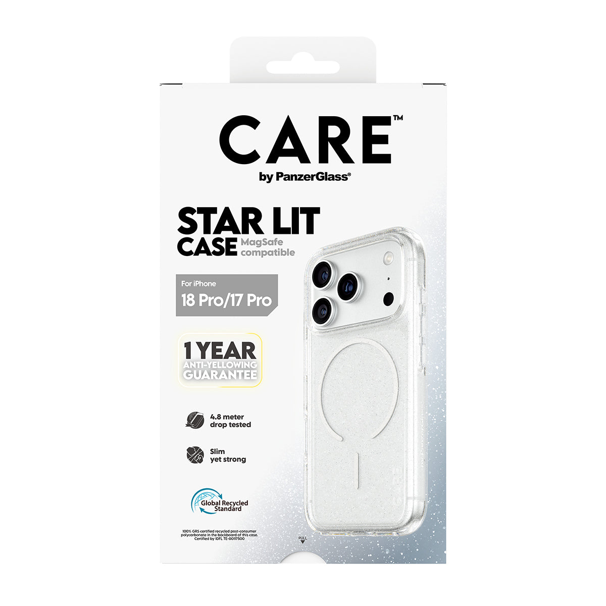 PanzerGlass CARE Backcover – für Apple iPhone 18 Pro/17 Pro, TPU, Star Lit, bis 4,8 m sturzsicher