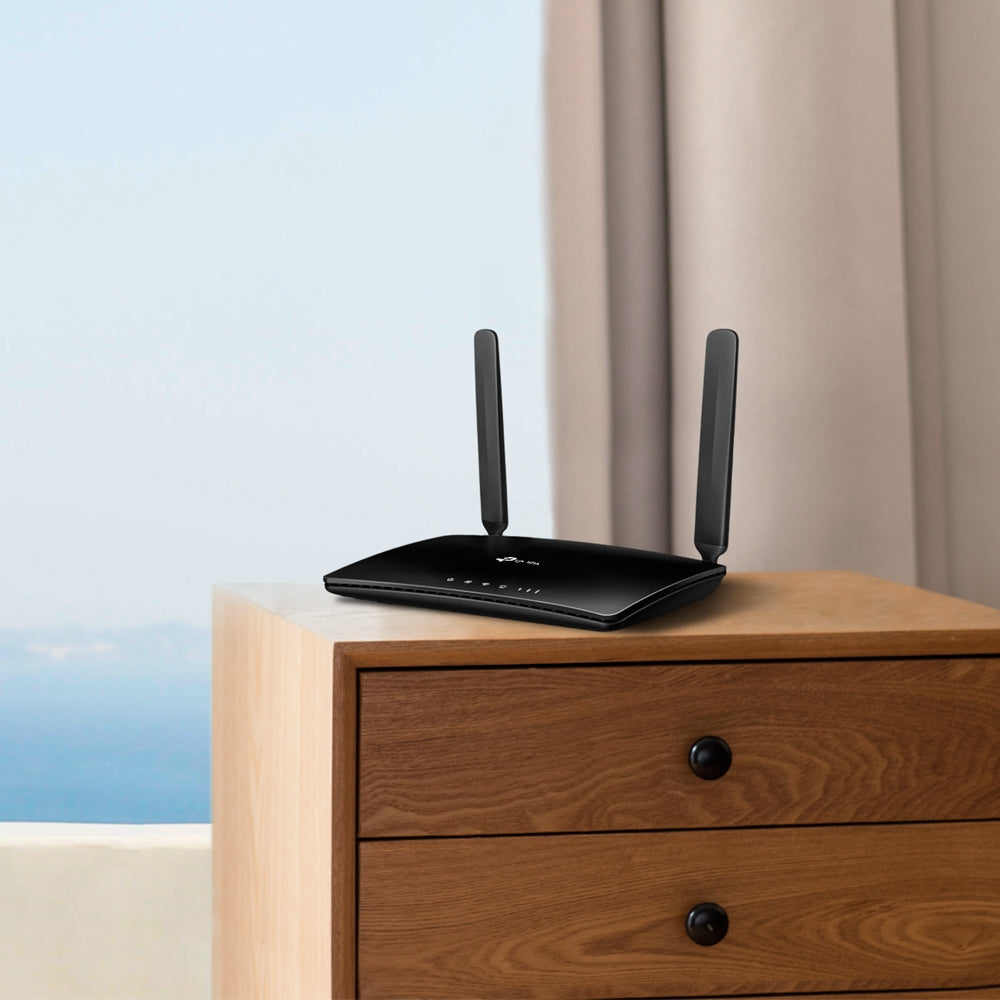 TP-Link TL-MR6400 WLAN-Router – Wi-Fi 4 (802.11n), Single-Band (2,4 GHz), 4× LAN, 4G (LTE), SIM-Slot