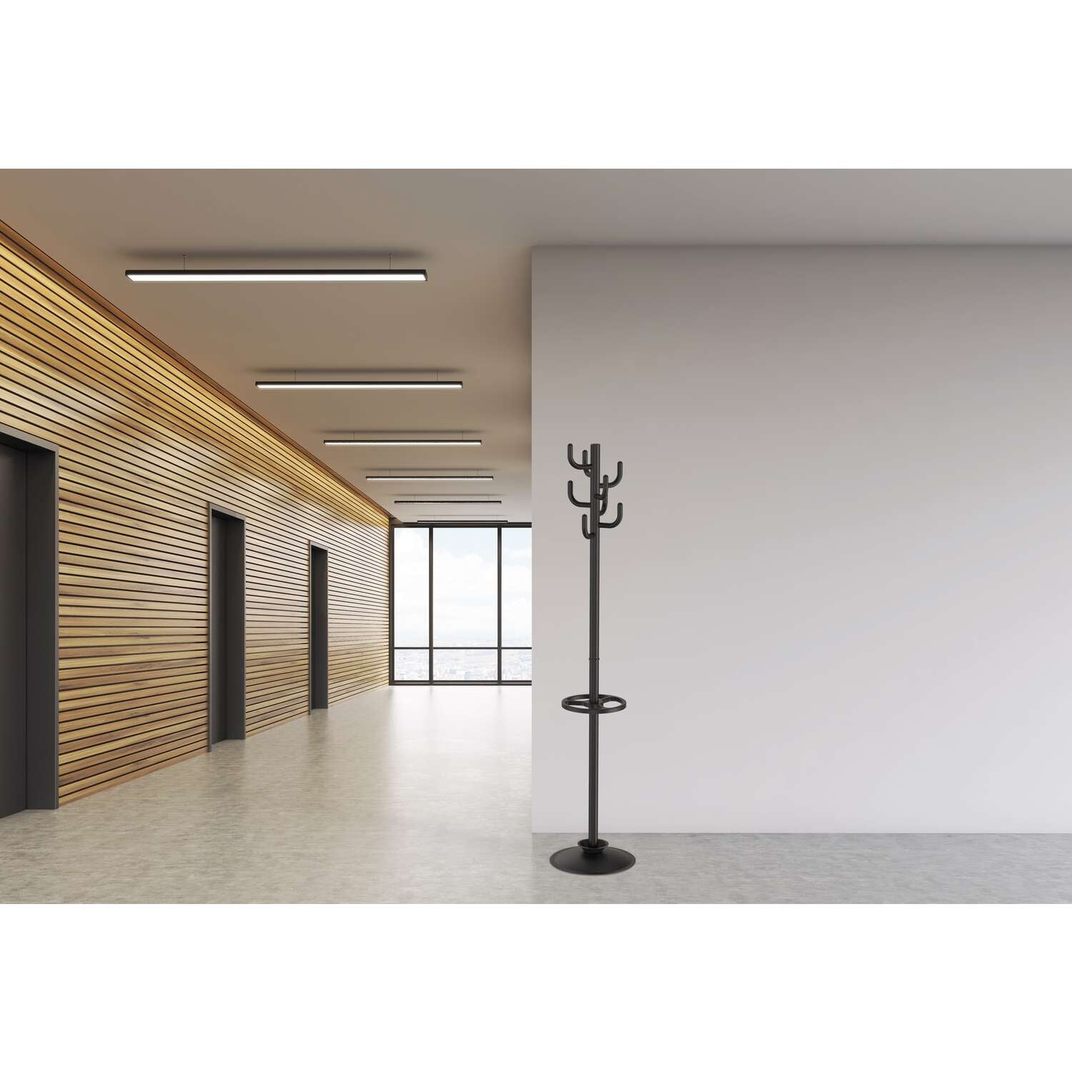 MAULpolaris Garderobenständer – Metall – Schwarz – 1'770 mm – 8 Haken