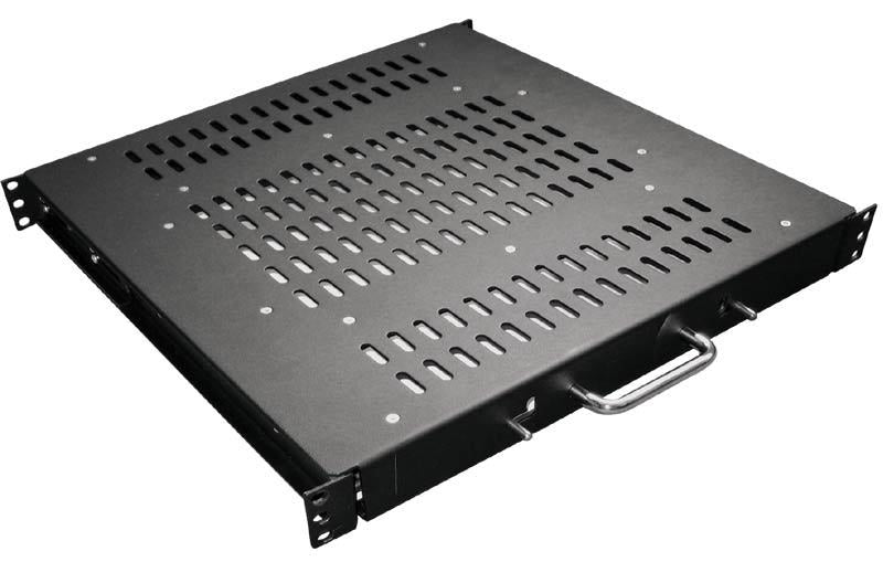 Conteg 19" Fachboden, 1U, ausziehbar, 482,6 × 505 × 44,5 mm, schwarz
