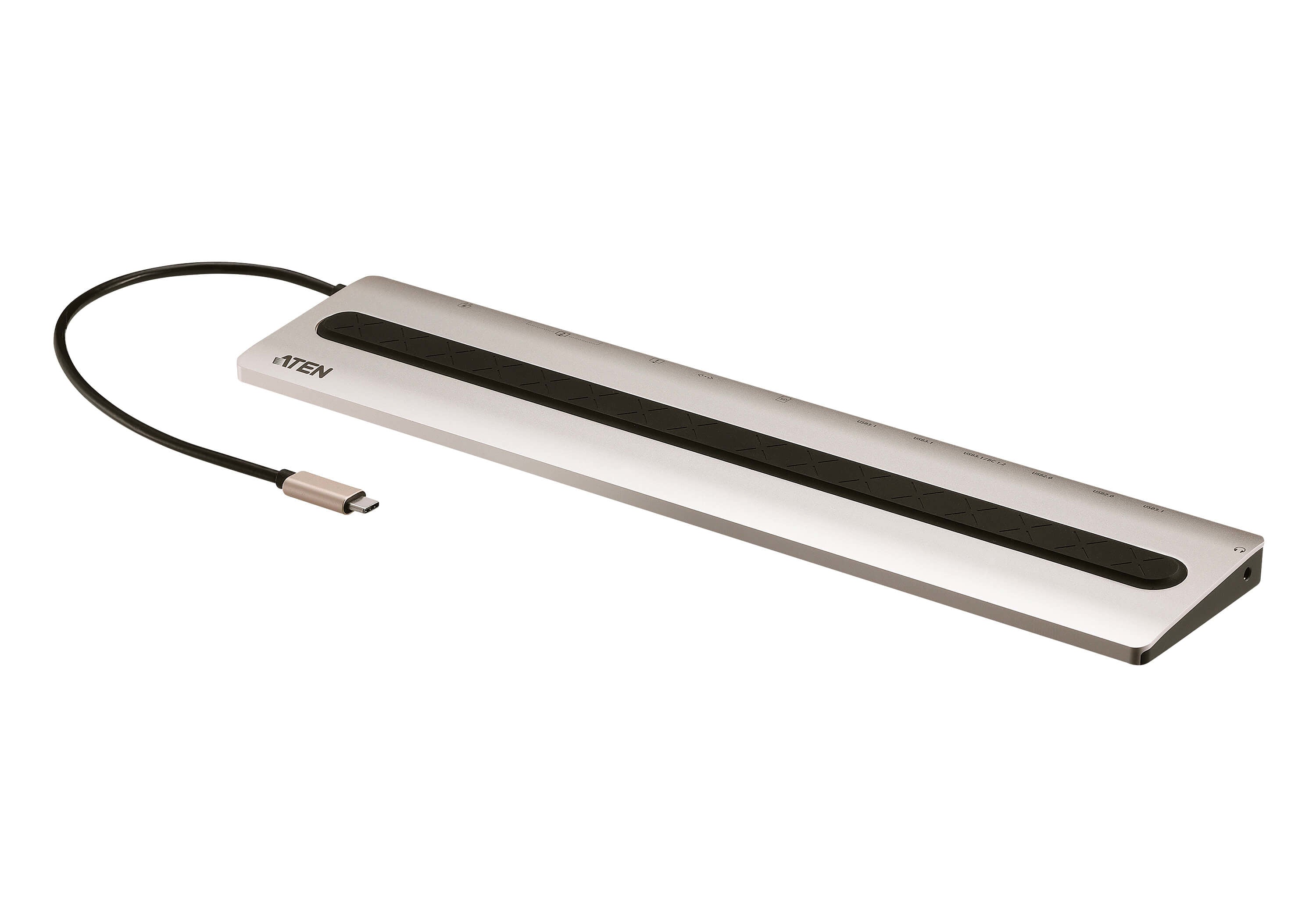 ATEN UH3237 Multiport-Adapter – USB-C, 2× HDMI, 1× VGA, 5× USB-A, 1× USB-C, 85 W PD, GbE, SD/microSD