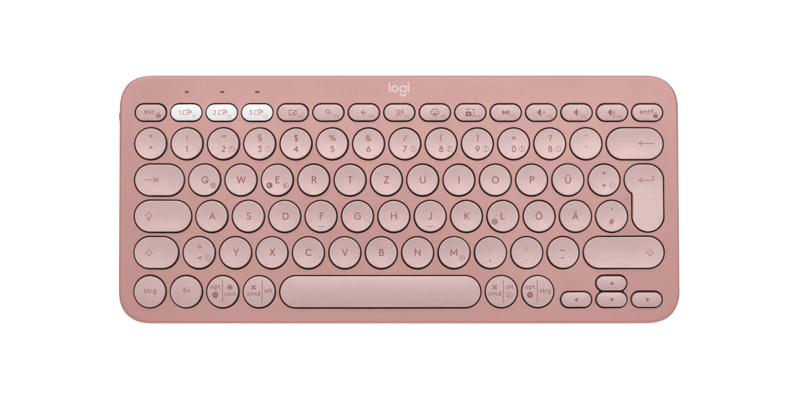 Logitech Pebble Keys 2 K380s – Tastatur, kabellos (Bluetooth), DE-Layout (DE), Multi-Device, Rosa