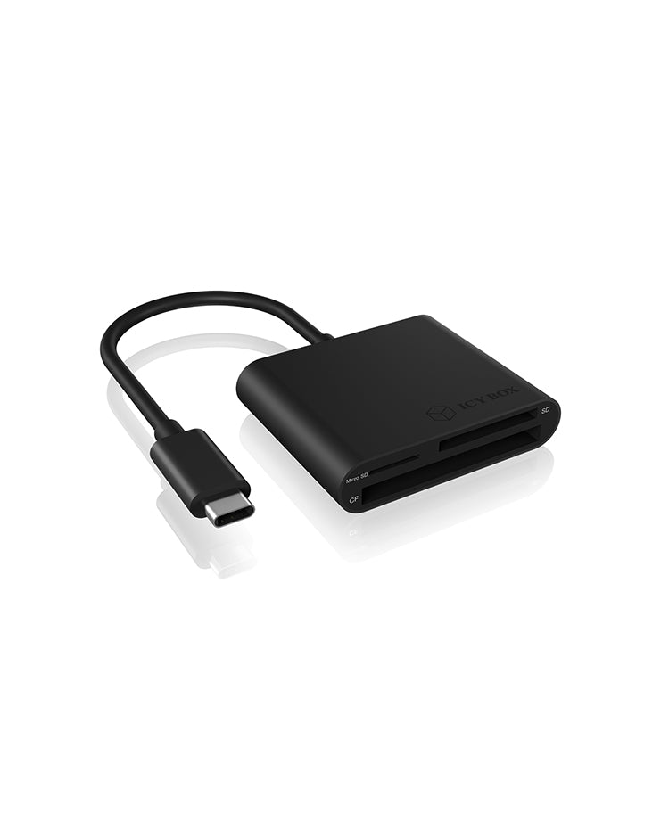 ICY BOX IB-CR301-C3 Kartenleser – CF/SD/microSD, 3 Slots, USB 3.2 Gen 1 (5 Gbit/s, USB-C), Schwarz