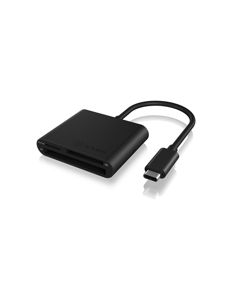 ICY BOX IB-CR301-C3 Kartenleser – CF/SD/microSD, 3 Slots, USB 3.2 Gen 1 (5 Gbit/s, USB-C), Schwarz