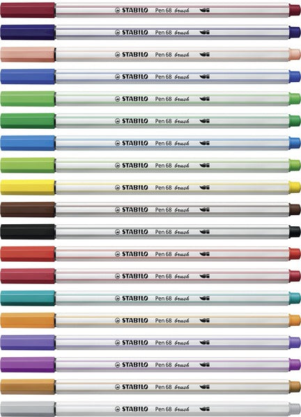 STABILO Pen 68 Brush Filzstift – Pinselspitze, 1 mm, wasservermalbar, Ultramarinblau