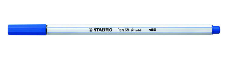 STABILO Pen 68 Brush Filzstift – Pinselspitze, 1 mm, wasservermalbar, Ultramarinblau
