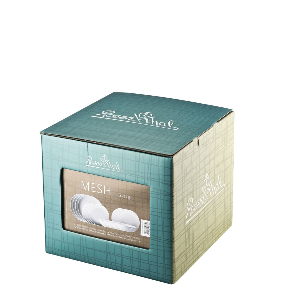 Rosenthal Mesh Geschirrset – 16-teiliges Set, Speiseteller Ø 27 cm, Porzellan, Weiss, spülmaschinenfest