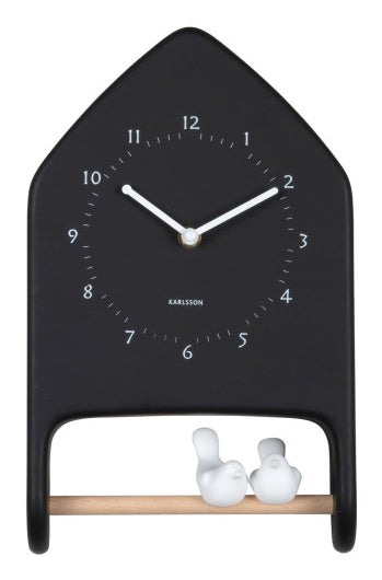 Karlsson Love Birds Wanduhr – Analog, 20 × 32 × 7,1 cm, Schwarz, Kunststoff