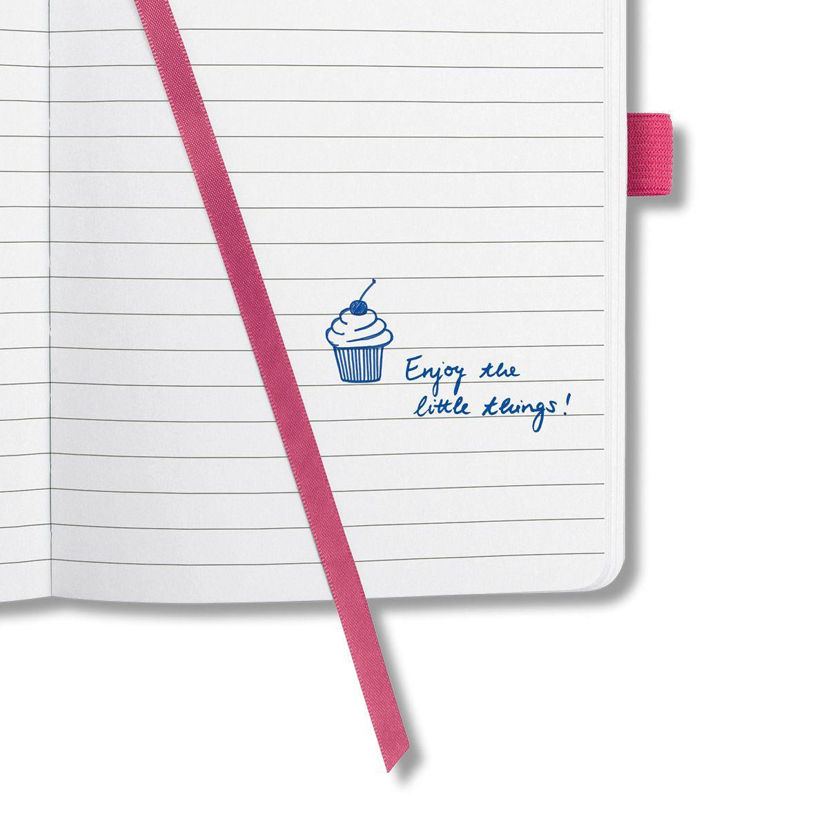 Sigel Notizbuch A6, liniert, Fadenheftung, Hardcover, 174 Seiten, perforiert, 80 g/m² – Fuchsia