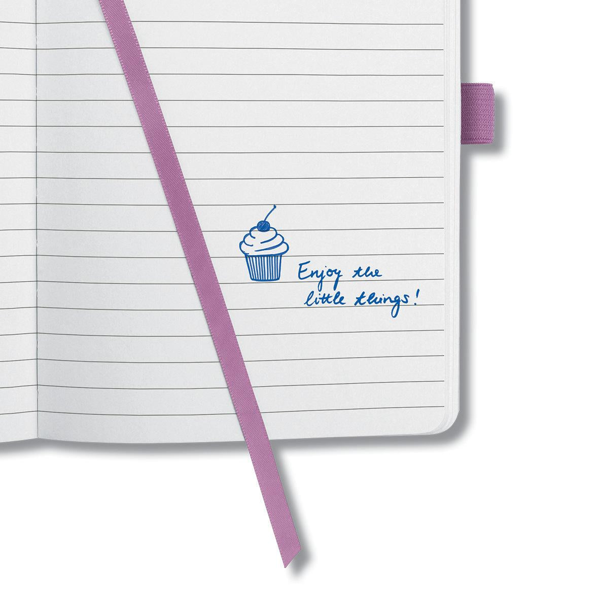 Sigel Notizbuch, A5, liniert, Fadenheftung, 174 Seiten, perforiert, 80 g/m² – pink/violett