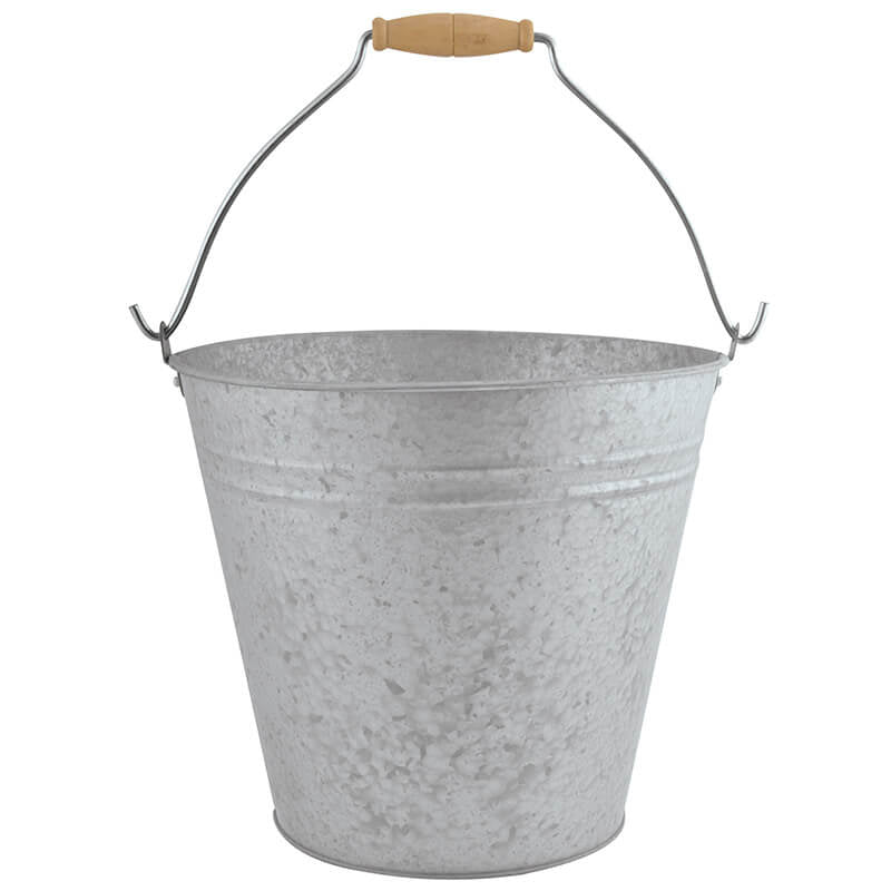 Esschert Design Putzeimer OZ48 – 9,5 l – Zink, Holz – 32,7 × 28,0 × 26,5 cm – 1 Stk.