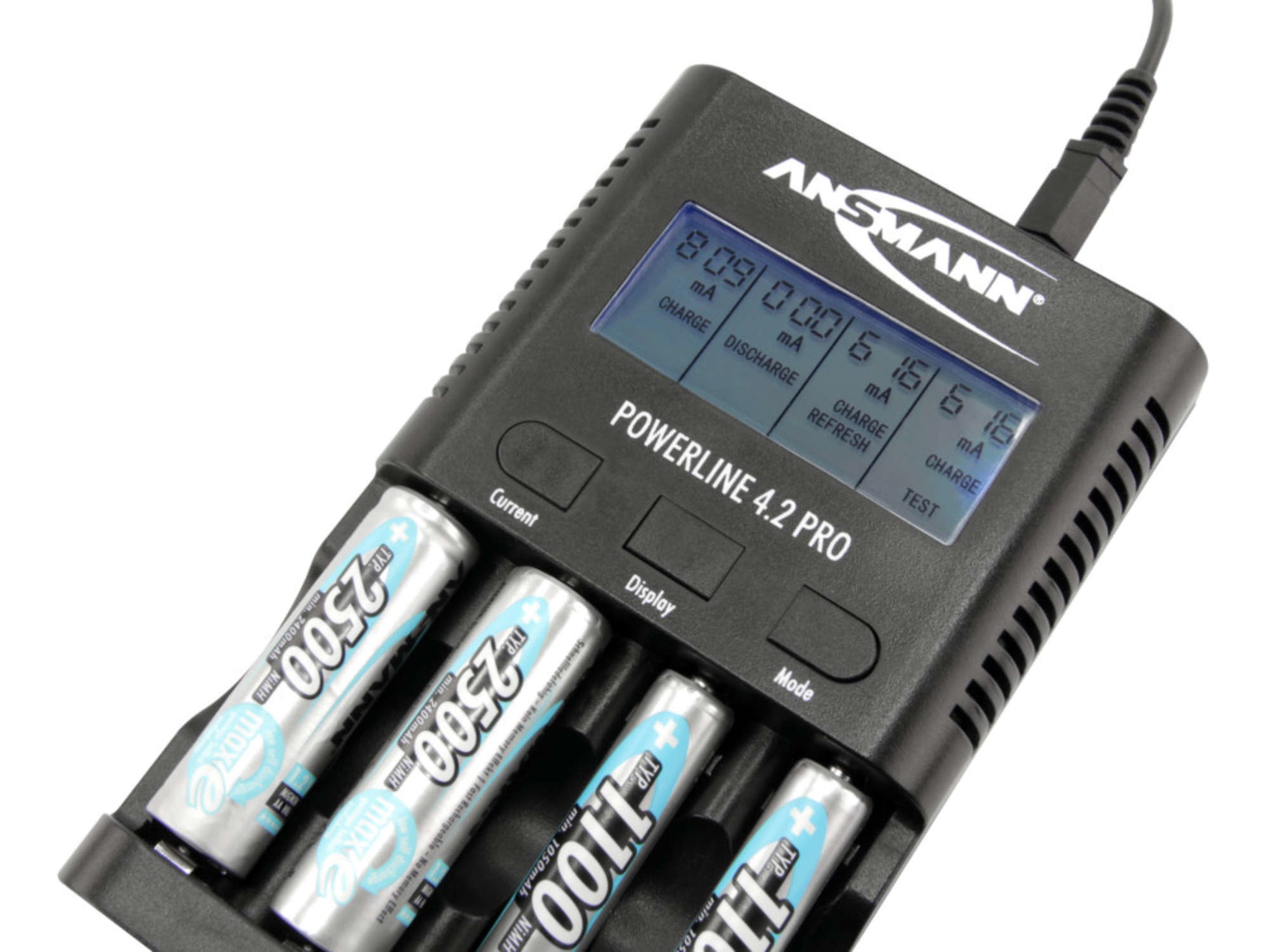 Ansmann Powerline 4.2 Pro Ladegerät – 5 W, 1× USB, mit LCD-Display – für AA, AAA (NiMH)