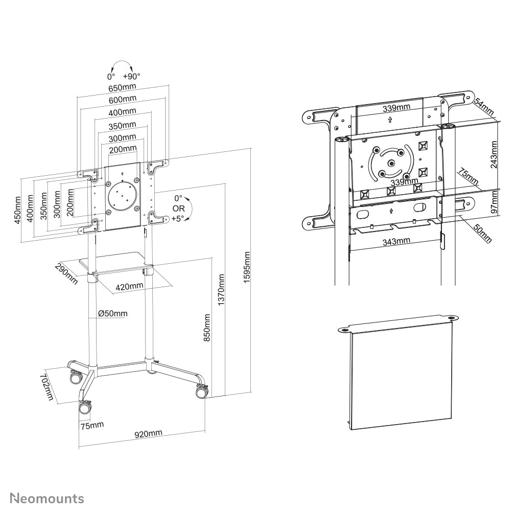 Neomounts Displayständer, für 37–70", VESA 200×200–600×400, bis 70 kg, schwarz