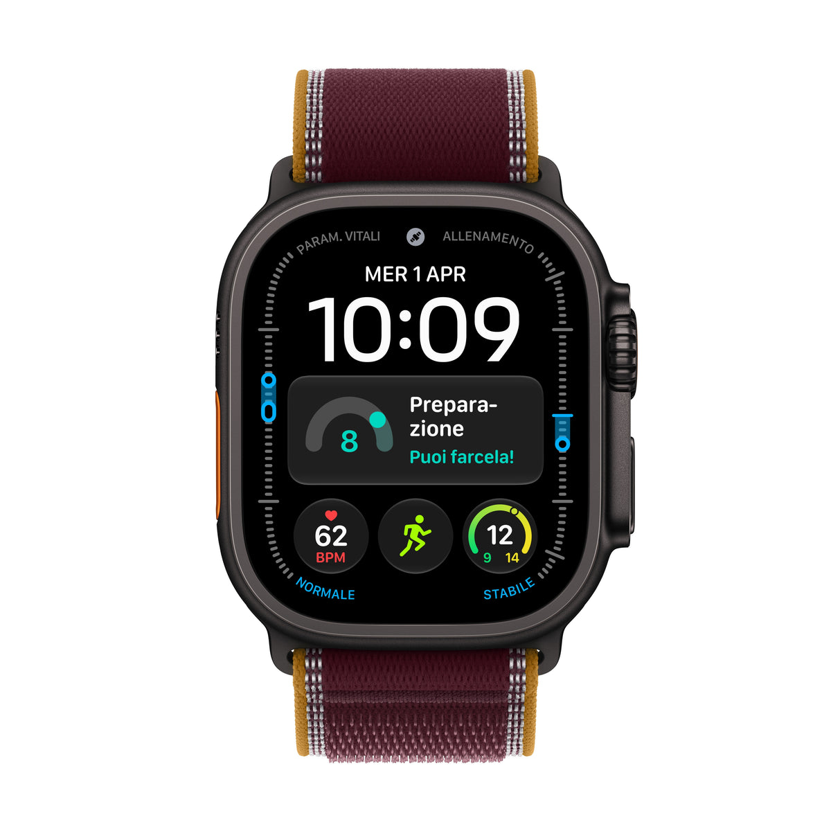 Apple Watch Ultra 4 49 mm GPS + Cellular – Titan Schwarz, Trail Loop Burgund, M/L, 100 m, für iPhone