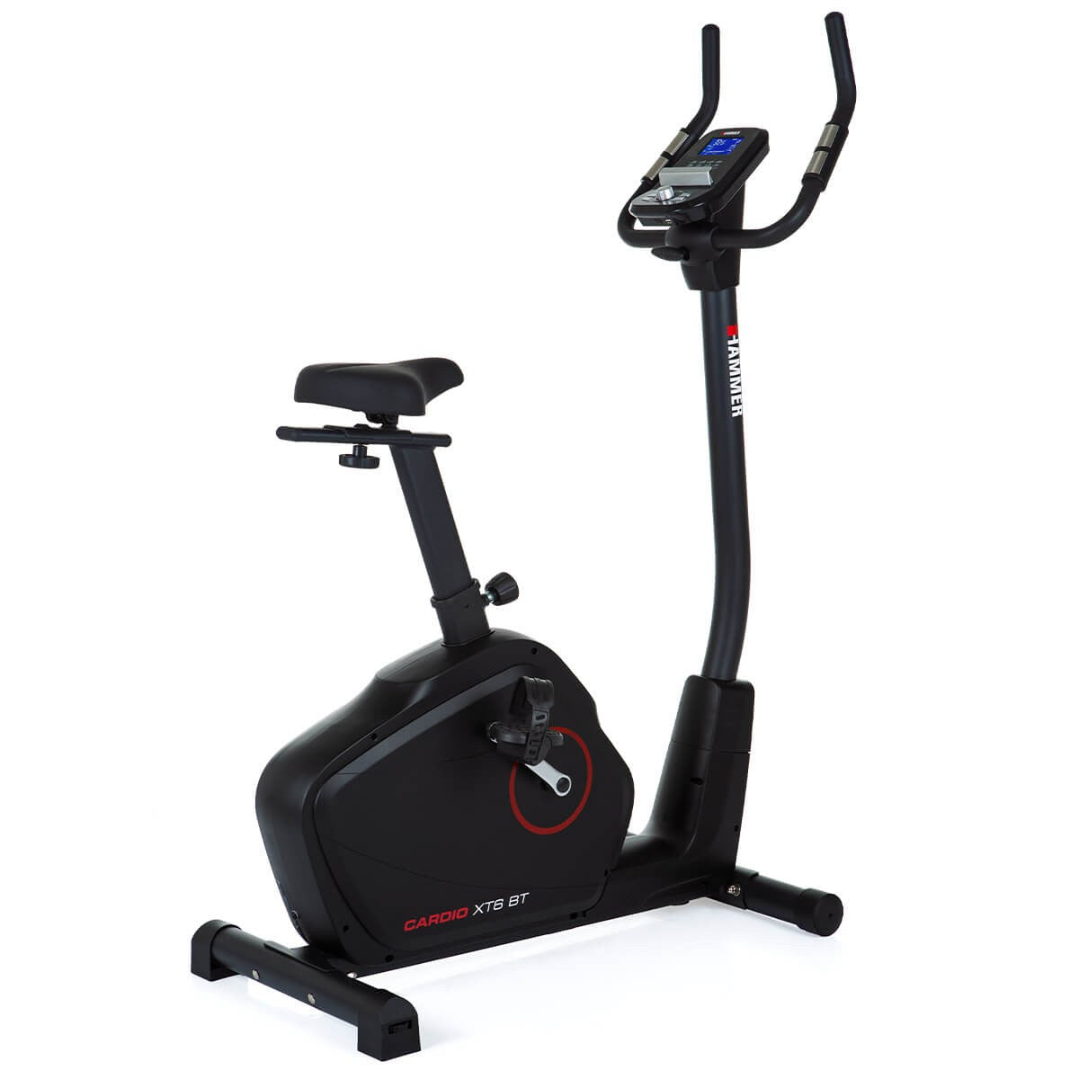 HAMMER Aufrechtes Fahrrad Cardio XT6 BT, Belastbarkeit 130 kg, Schwungmasse 8 kg – Schwarz