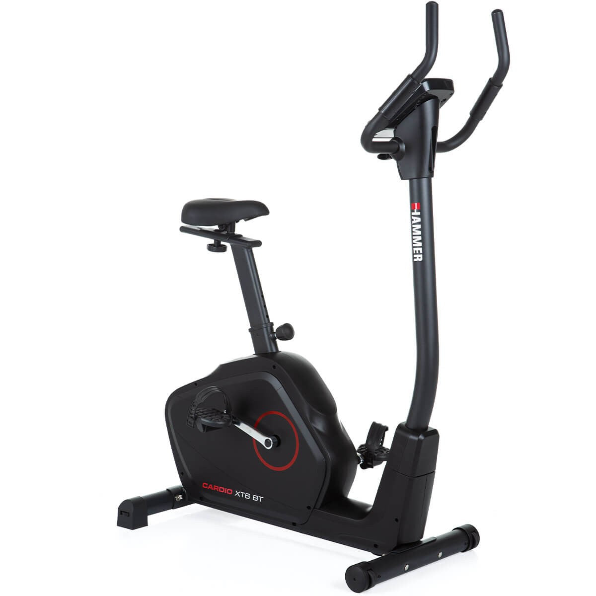 HAMMER Aufrechtes Fahrrad Cardio XT6 BT, Belastbarkeit 130 kg, Schwungmasse 8 kg – Schwarz