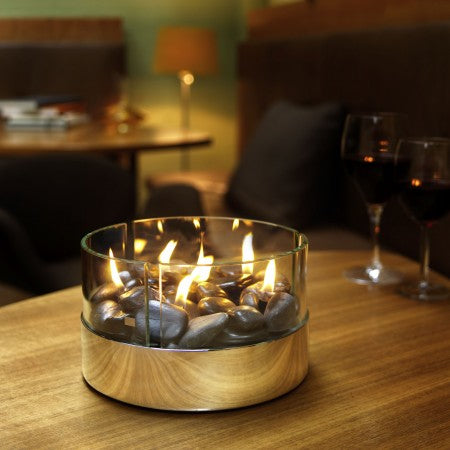 Philippi Tischkamin – Stahl & Glas, transparent – Ø 20 × 11 cm